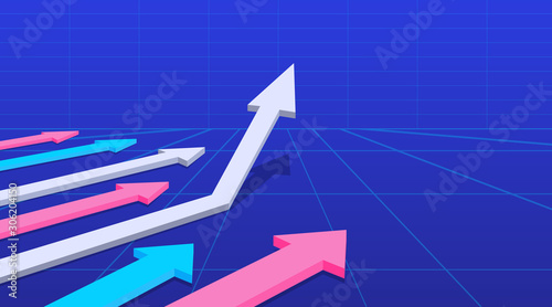 Illustration of arrows going upward. Vector illustration.