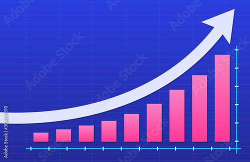 Growth vector diagram with an arrow going up. Success business symbol. Vector illustration.