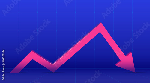 The concept of business and financial crisis with copy space. Symbol of stock crash, recession and losses. Vector illustration.