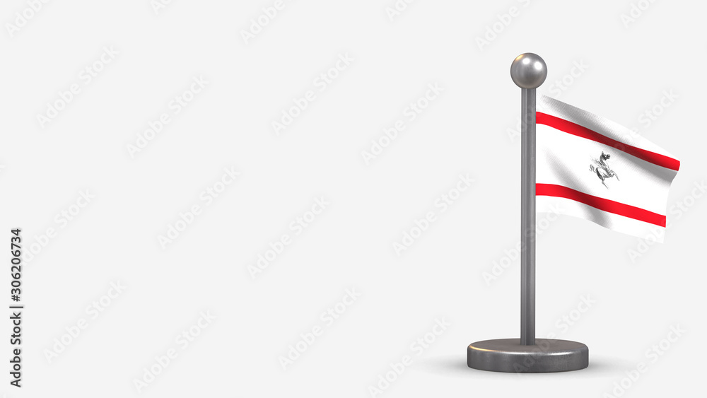 Tuscany 3D waving flag illustration on tiny flagpole.