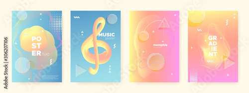 Multicolor Fluid Waves. Pastel Memphis Brochure. 