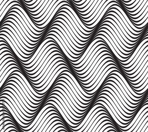 Vector geometric seamless pattern. Modern geometric background with wavy lines.