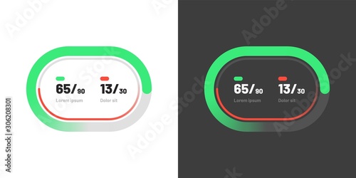 Control knob used for regulating. Dashboard UI and UX Kit. Control center design. Progress bar. Temperature control. Eps 10.