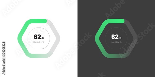 Control knob used for regulating. Dashboard UI and UX Kit. Control center design. Progress bar. Temperature control. Eps 10.