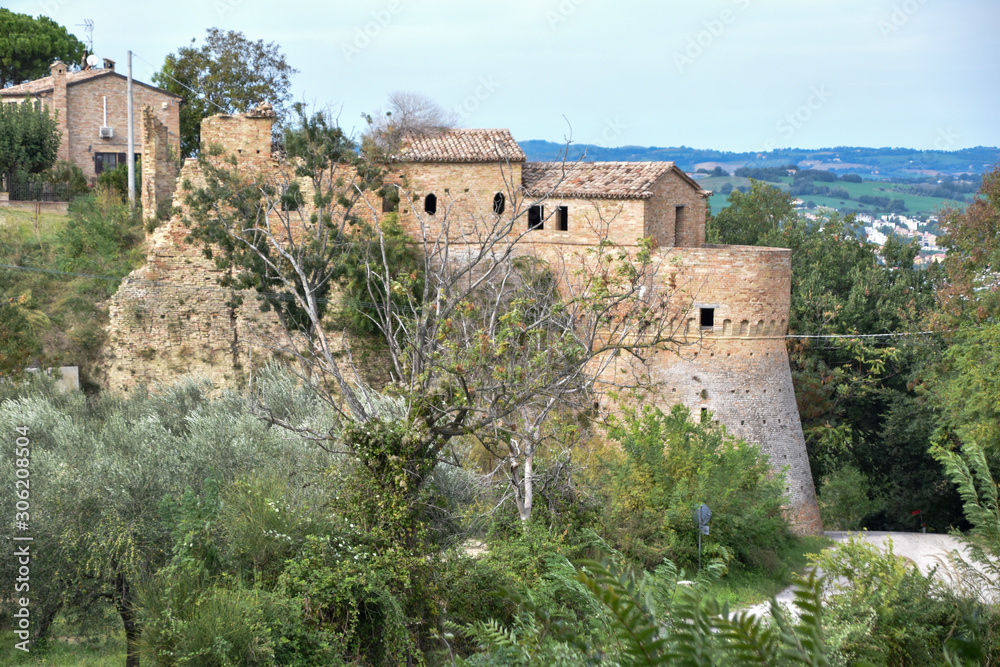 italian medieval catle ruins in the countryside
