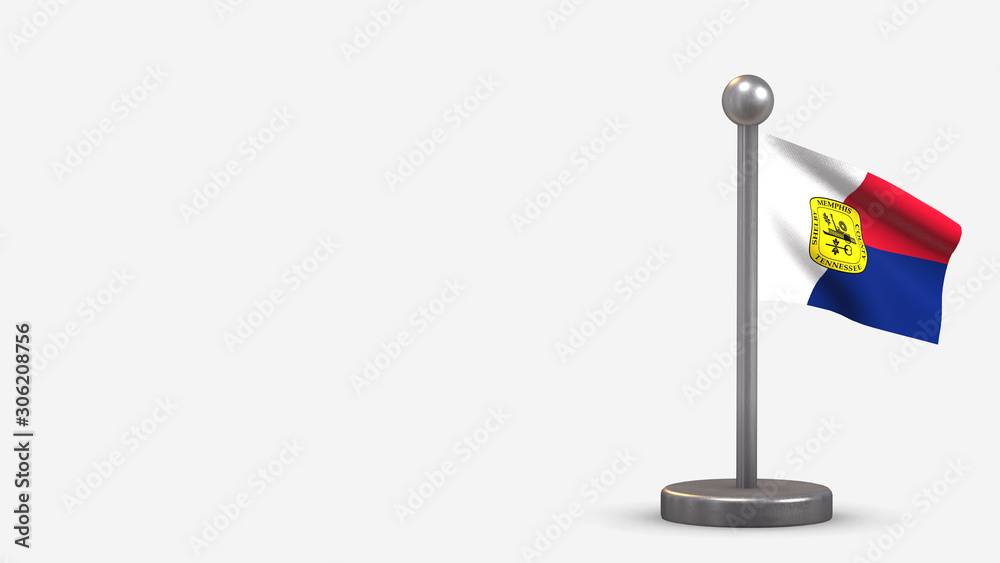 Memphis Tennessee 3D waving flag illustration on tiny flagpole. Memphis Tennessee 3D waving flag illustration on tiny flagpole.