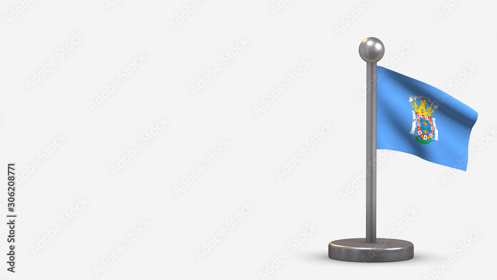 Melilla 3D waving flag illustration on tiny flagpole. Melilla 3D waving flag illustration on tiny flagpole.