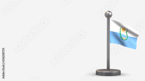 Mendoza 3D waving flag illustration on tiny flagpole.