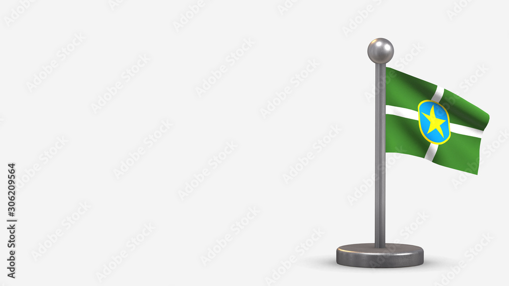 Jackson Mississippi 3D waving flag illustration on tiny flagpole. Jackson Mississippi 3D waving flag illustration on tiny flagpole.