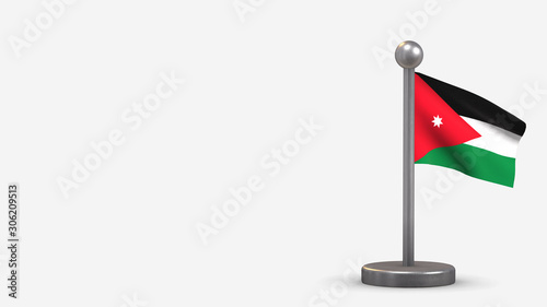 Jordan 3D waving flag illustration on tiny flagpole.