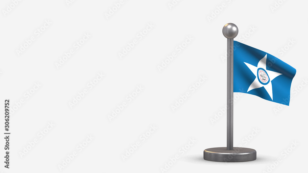 Houston Texas 3D waving flag illustration on tiny flagpole. Houston Texas 3D waving flag illustration on tiny flagpole.