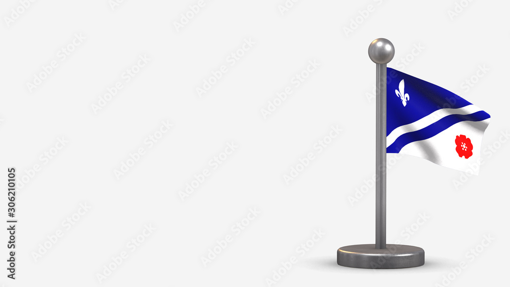 Fototapeta premium Franco Albertains 3D waving flag illustration on tiny flagpole.