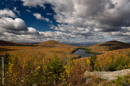 Spruce Hardwood and Kettle Mountains with Kettle Pond in the Fall from Owls Head lookout Vermont