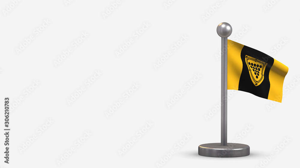 Cornwall Ontario 3D waving flag illustration on tiny flagpole. Cornwall Ontario 3D waving flag illustration on tiny flagpole.