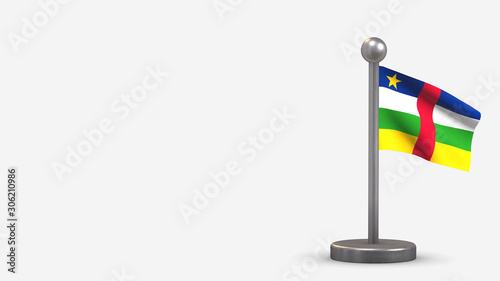 Central African Republic 3D waving flag illustration on tiny flagpole.