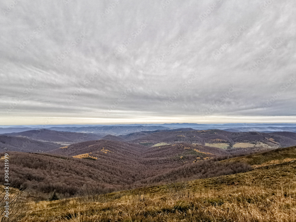 Landscape from the top of Połonina Caryńska, Bieszczady Mountains, Poland