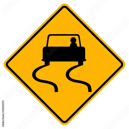 Slippery Road Traffic Sign,Vector Illustration, Isolate On White Background Label. EPS10