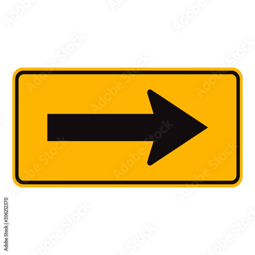 Fotografie Warning Go Right By The Arrows Traffic Road Sign,Vector Illustration, Isolate On White Background Label