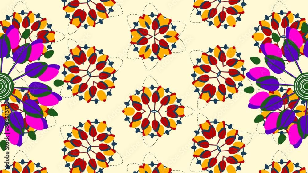 Kaleidoscope flower mandala animation. Modern design pattern. Kaleidoscope flower mandala animation. Modern design pattern.