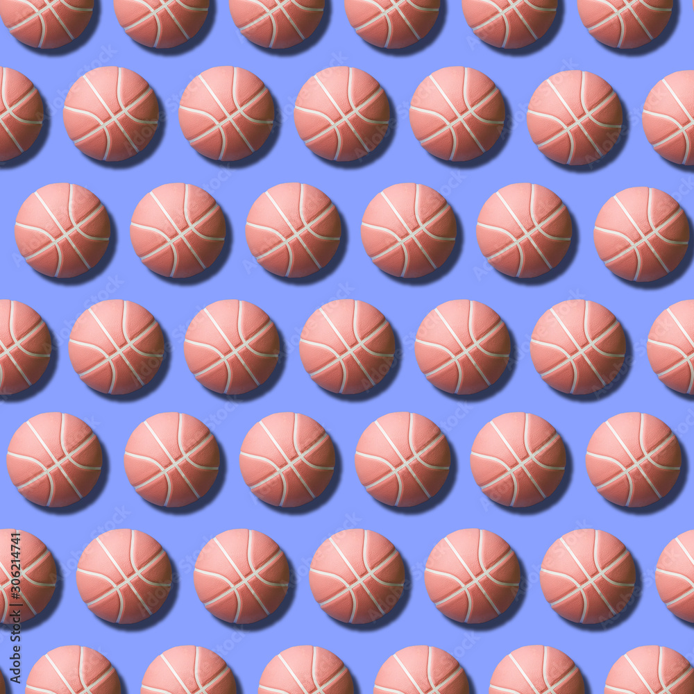 Seamless pattern of basketball ball on colorful background. 