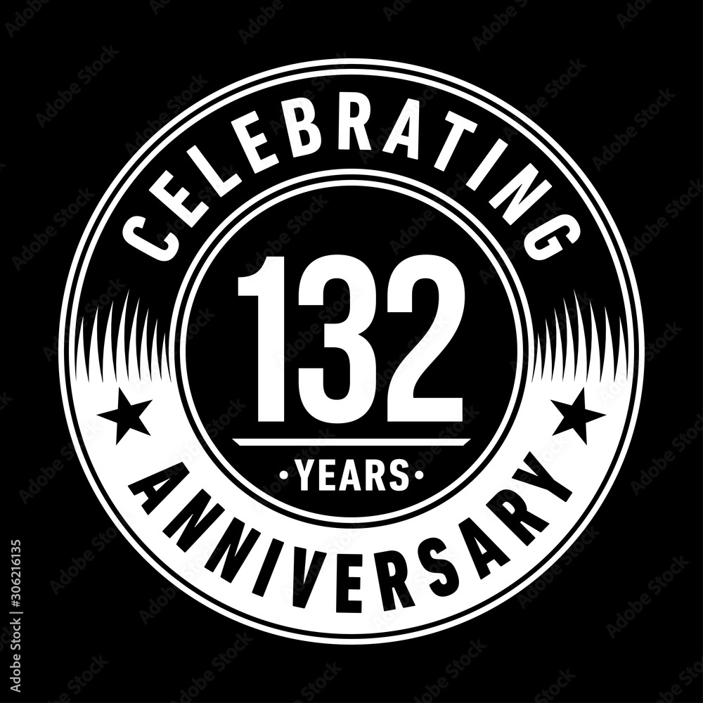 132 years anniversary celebration logo template. One hundred thirty two years vector and illustration.
