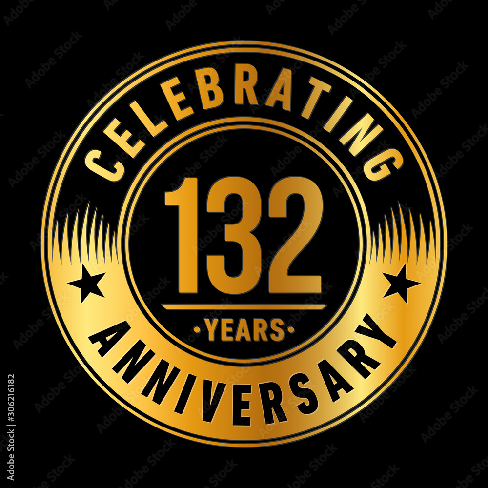 132 years anniversary celebration logo template. One hundred thirty two years vector and illustration.