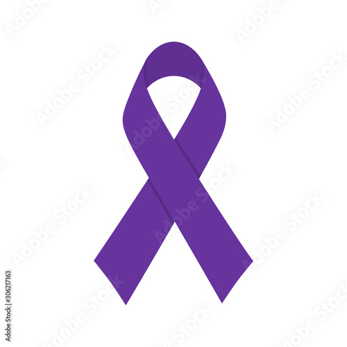 Purple ribbon. Abstract concept, icon. Vector illustration.