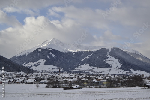 Village in the mountains in winter © hanaga