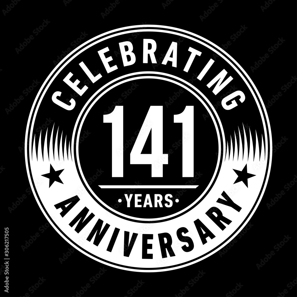 141 years anniversary celebration logo template. One hundred forty one years vector and illustration.