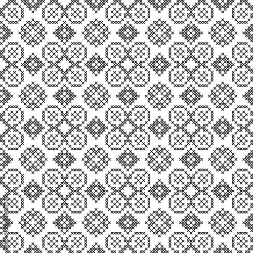 Black and white geometric pattern. Imitation cross stitch. Hand made background.