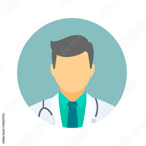 Doctor Icon Vector With Stethoscope for Medical Consultation Physician Profile Male Avatar Pictogram illustration
