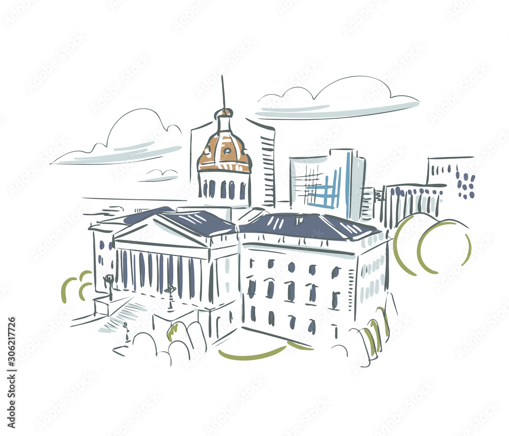 Columbia South Carolina usa America vector sketch city illustration line art