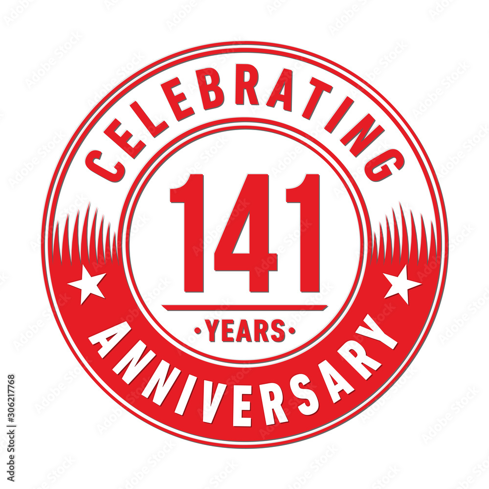 141 years anniversary celebration logo template. One hundred forty one years vector and illustration.