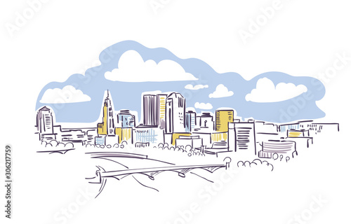 Columbus Ohio usa America vector sketch city illustration line art