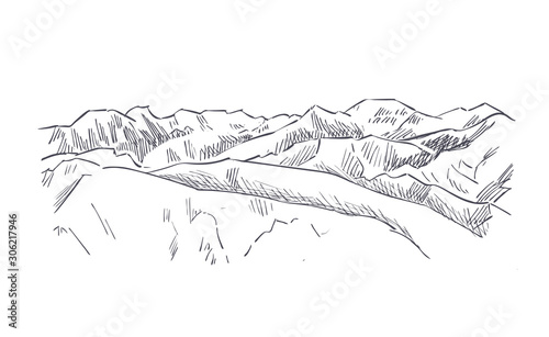 Denali national park vector sketch illustration usa nature