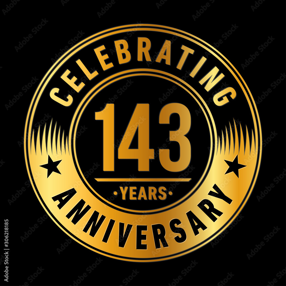 143 years anniversary celebration logo template. One hundred forty three years vector and illustration.