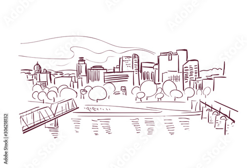 Harrisburg Pennsylvania usa America vector sketch city illustration line art
