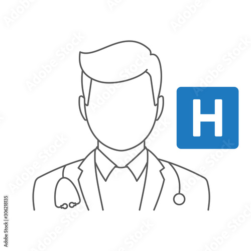Hospital doctor with stethoscope icon. Consultation with hospital doctor sign