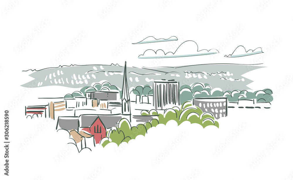 Naklejka premium Salem Oregon usa America vector sketch city illustration line art