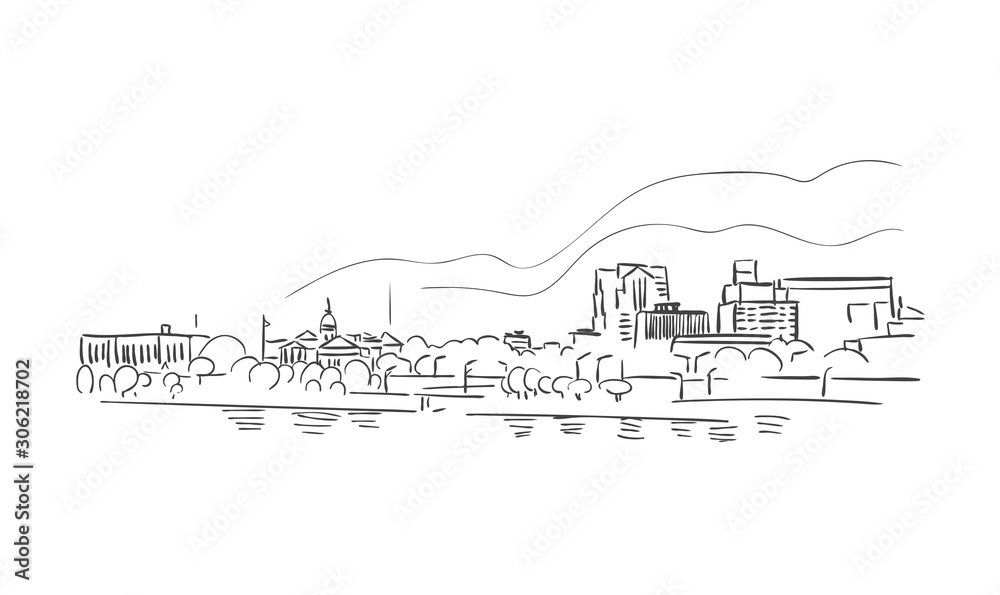 Trenton New Jersey usa America vector sketch city illustration line art
