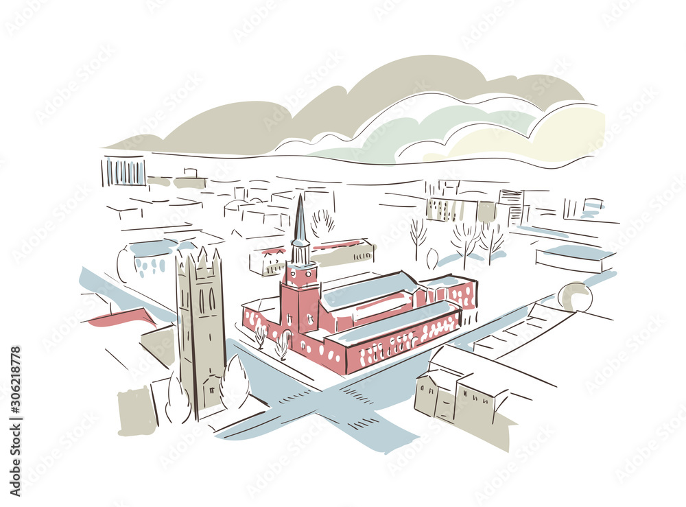Charleston West Virginia usa America vector sketch city illustration line art