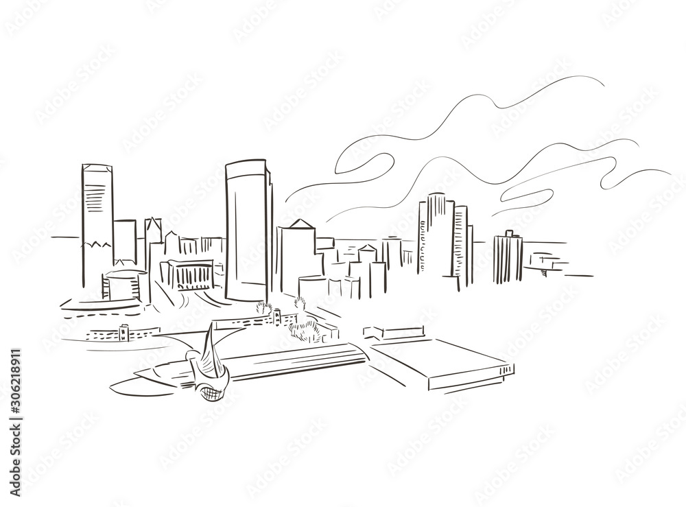 Milwaukee Wisconsin usa America vector sketch city illustration line art