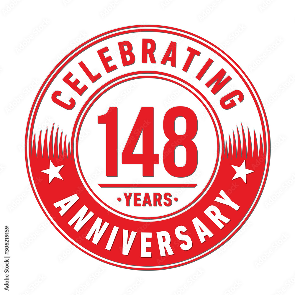 148 years anniversary celebration logo template. One hundred forty eight years vector and illustration.