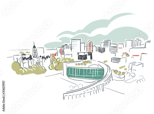 Salt Lake City Utah usa America vector sketch city illustration line art