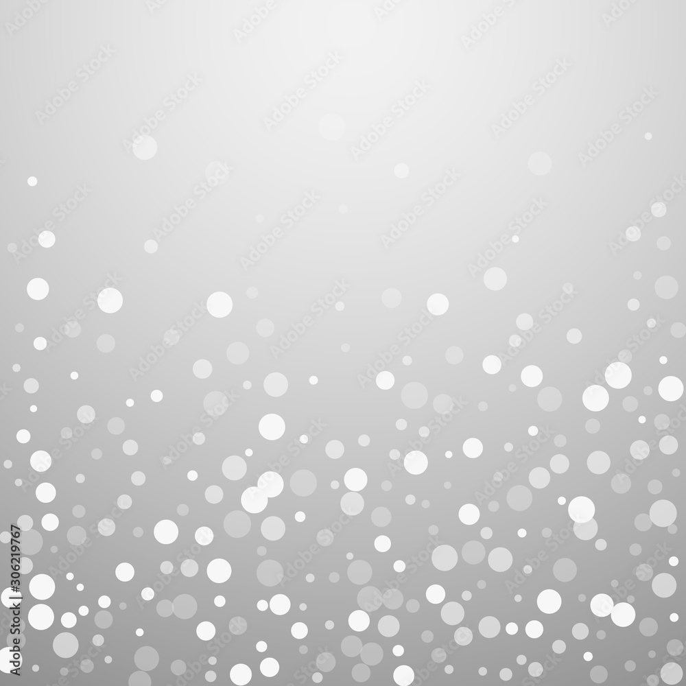 White dots Christmas background. Subtle flying sno