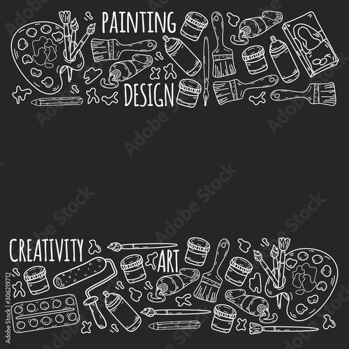 Art hand lettering and doodles elements. Vector illustration