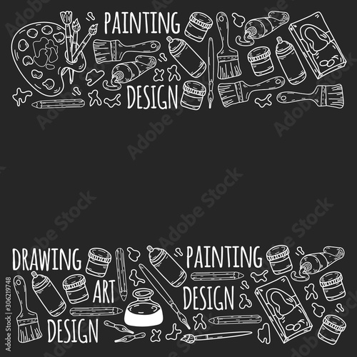 Art hand lettering and doodles elements. Vector illustration
