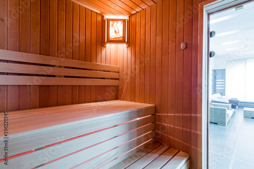 Russia, Moscow- July 21, 2019: interior room apartment. bathhouse, sauna