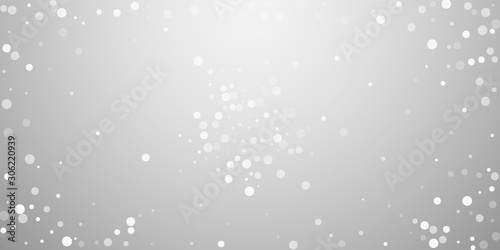 White dots Christmas background. Subtle flying sno