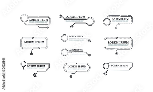 Set of Digital callouts titles. Futuristic sci fi frame template design. Vector illustration